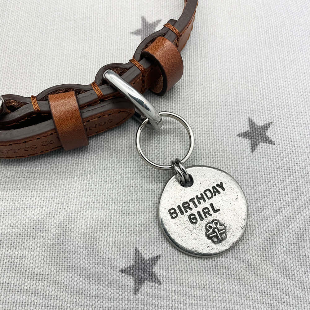 Birthday Girl Pewter Dog Tag