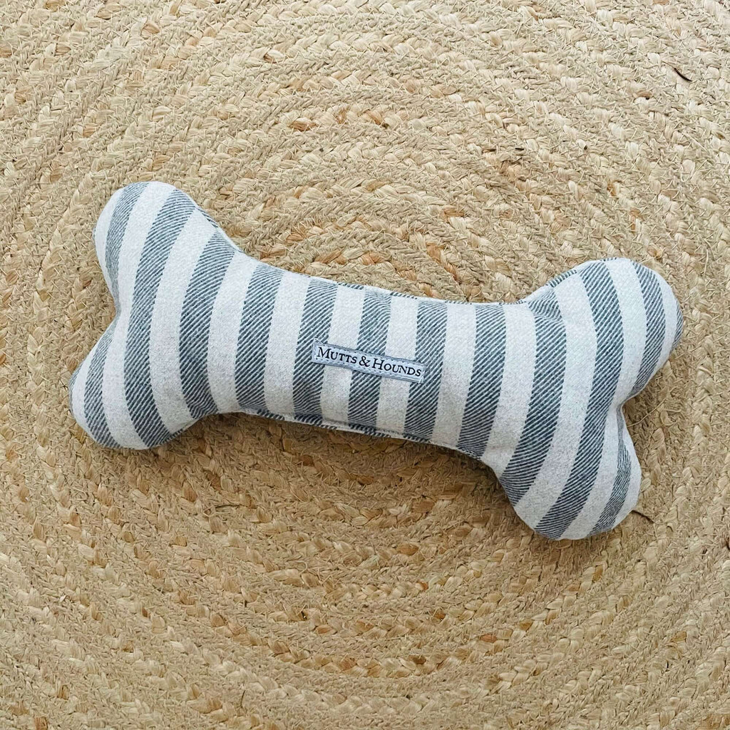 Flint Stripe Brushed Cotton Squeaky Bone Dog Toy