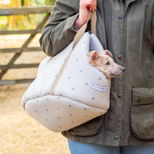Grey Stars & Charcoal Stripe Dog Carrier
