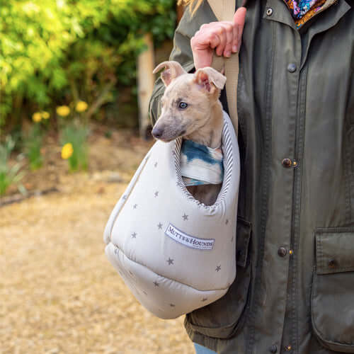 Grey Stars & Charcoal Stripe Dog Carrier