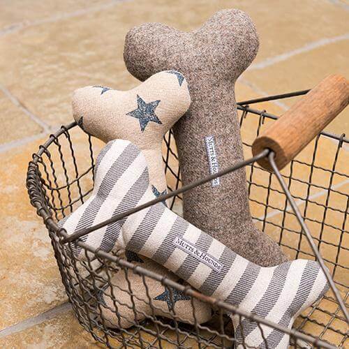 Flint Stripe Brushed Cotton Squeaky Bone Dog Toy