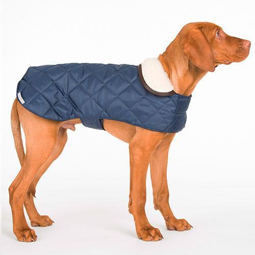 Navy Quilted Dog Coat