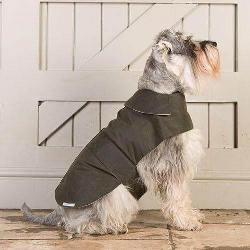 Olive Waxed Waterproof Dog Coat