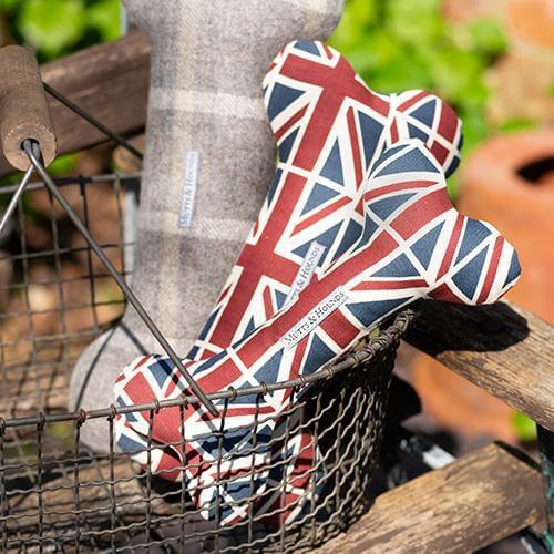 Personalised Union Jack Squeaky Bone Dog Toy